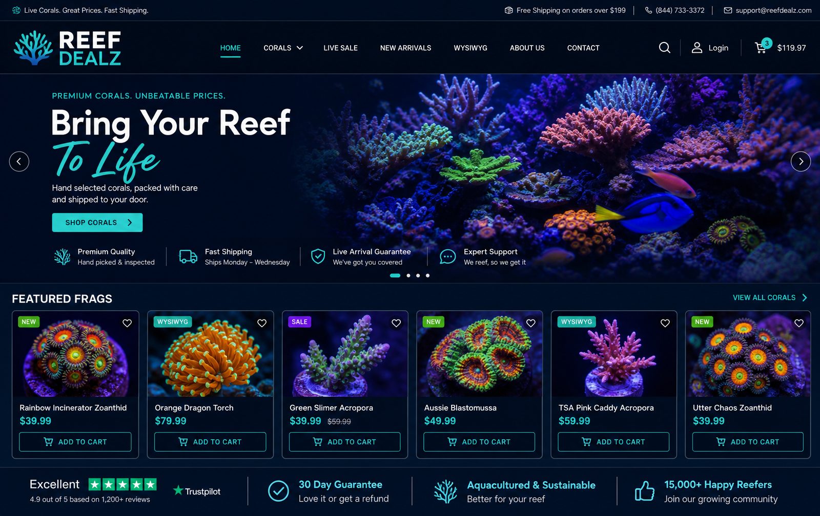 Insert ReefDealz.com screenshots here